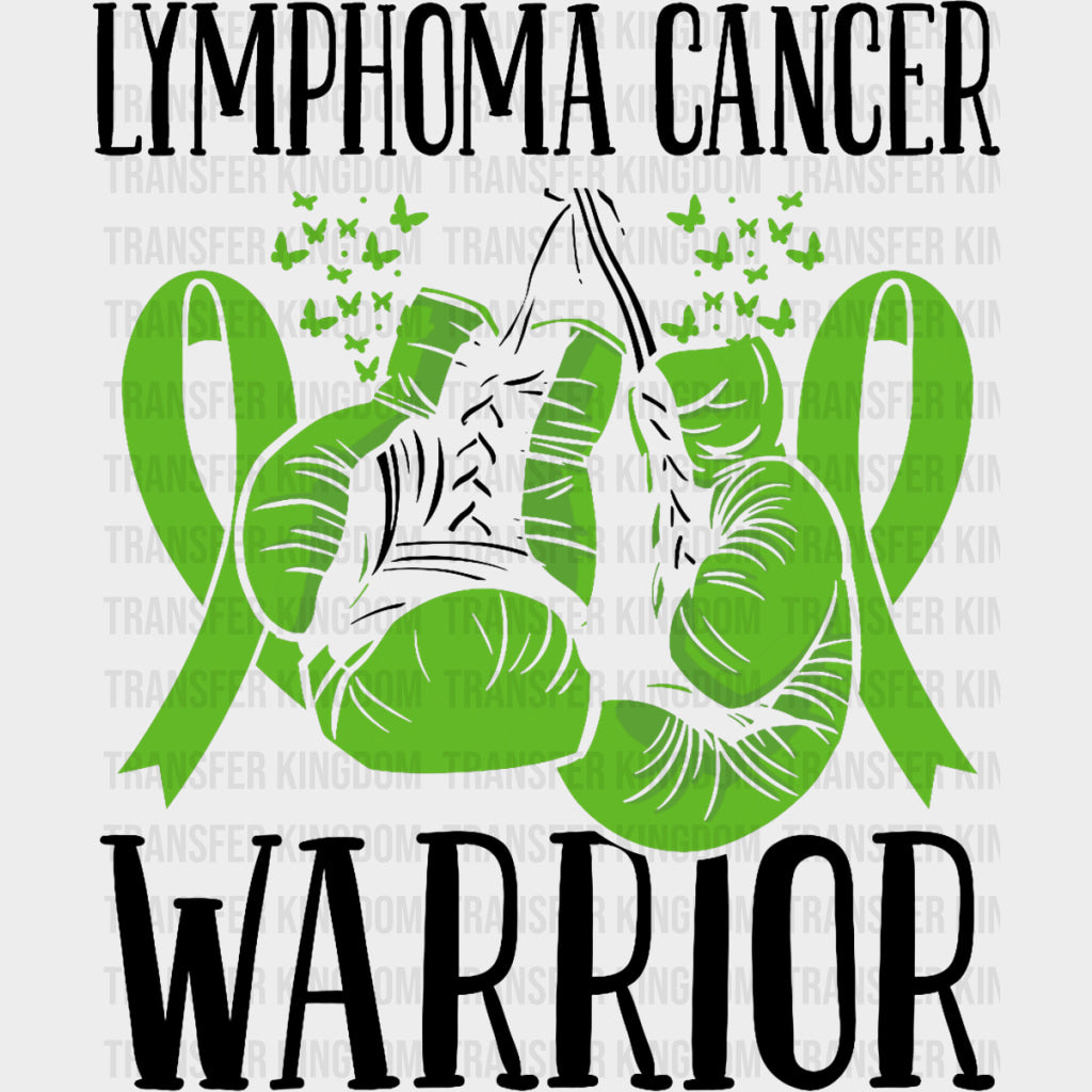 Lymphoma Cancer Warrior, Boxing Gloves & Ribbon - Lymphoma DTF Transfers transfer-kingdom Dark Color Design (See Imaging)