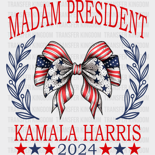 Madam President Ribbon Design - Election 2024 Dtf Transfer Unisex S & M (10’) / Dark Color See