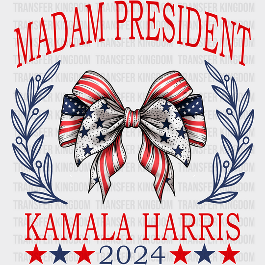 Madam President Ribbon Design - Election 2024 Dtf Transfer Unisex S & M (10’) / Light Color See