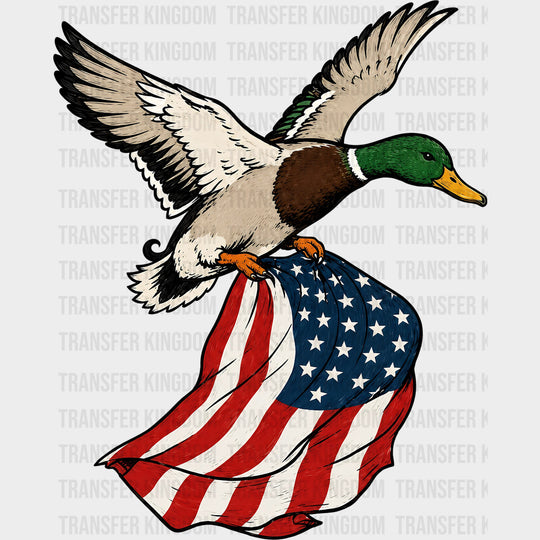 Mallard Duck Carrying USA Flag - Hunting DTF Transfers