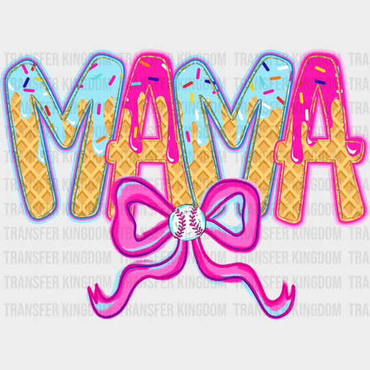 Mama Blue And Pink Baseball Ribbon - Mother’s Day DTF Transfer