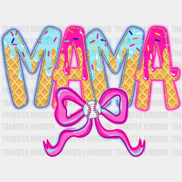 Mama Blue And Pink Baseball Ribbon - Mother's Day DTF Transfer