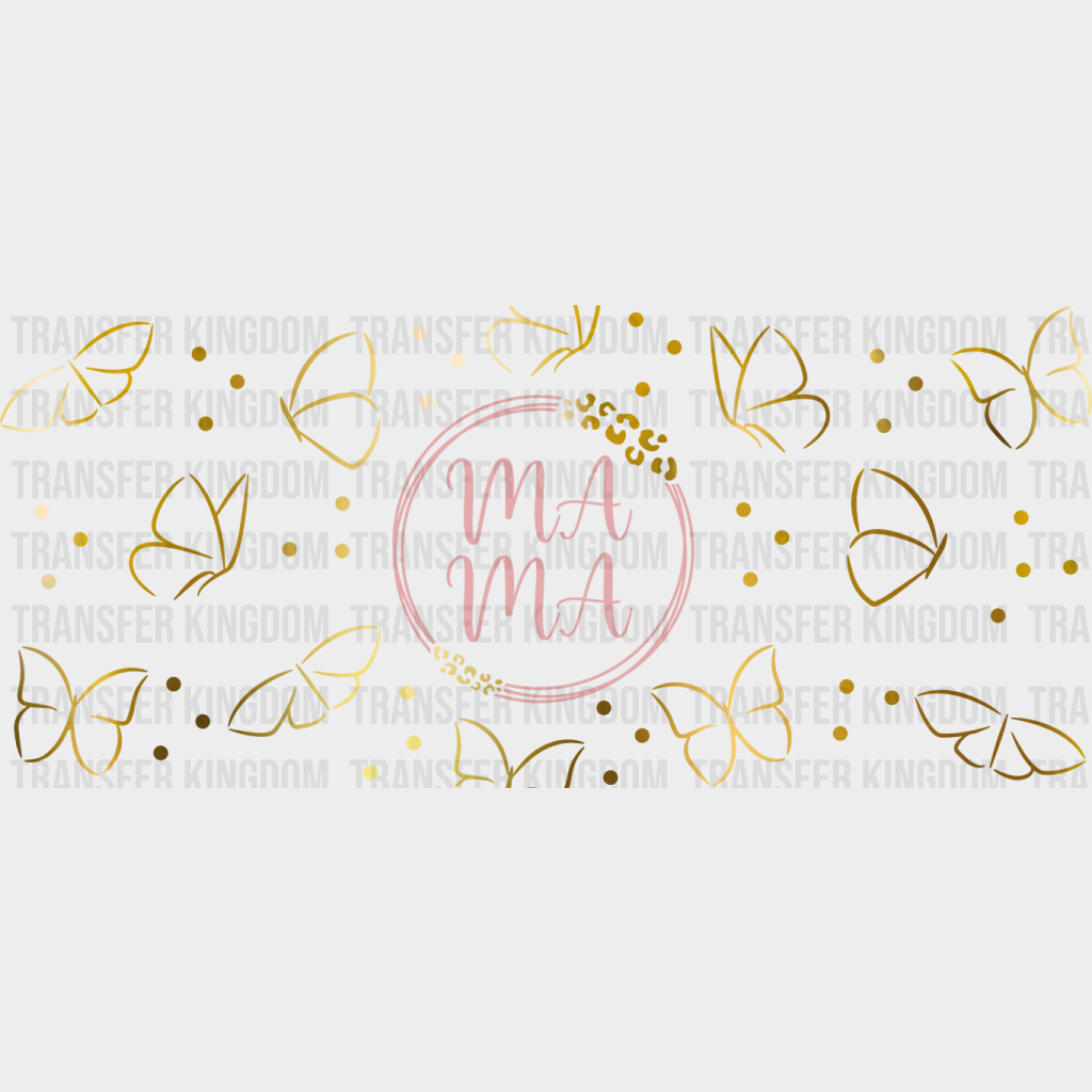 Mama Butterflies Circle Design Uv Dtf Transfer Cup Wrap Sticker