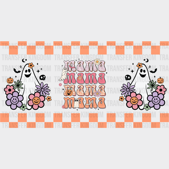 Mama Checkered Design - Halloween Cup Wrap Uv Sticker Permanent Dtf Decal