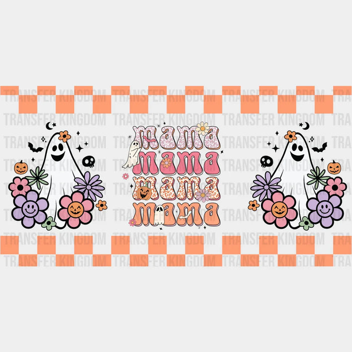 Mama Mama Checkered Design - Halloween Cup Wrap UV Sticker Permanent UV DTF Decal