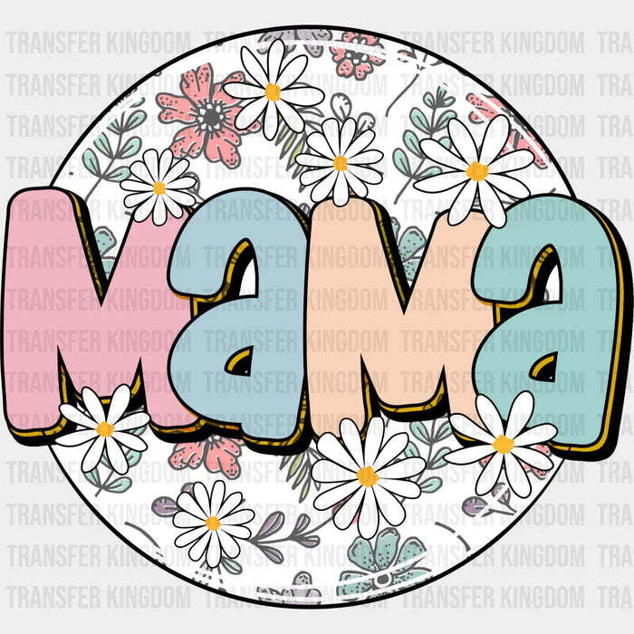 MAMA Circle White Flowers Design - Mothers Day - DTF Transfer