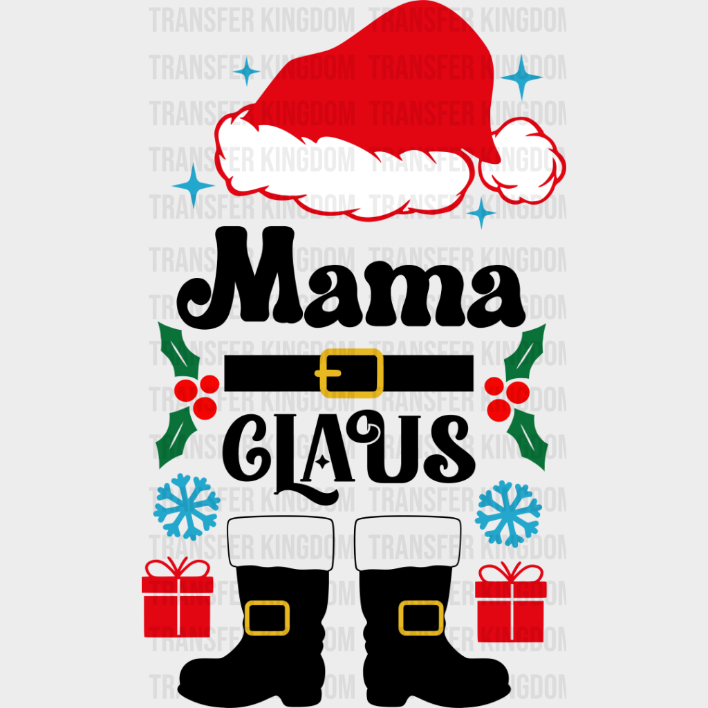 Mama Claus - Christmas Dtf Transfer Unisex S & M (10’’) / Dark Color Design See Imaging