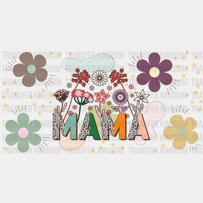 Mama Flower Colorful Design - Mom Cup Wrap UV Sticker Permanent UV DTF Decal