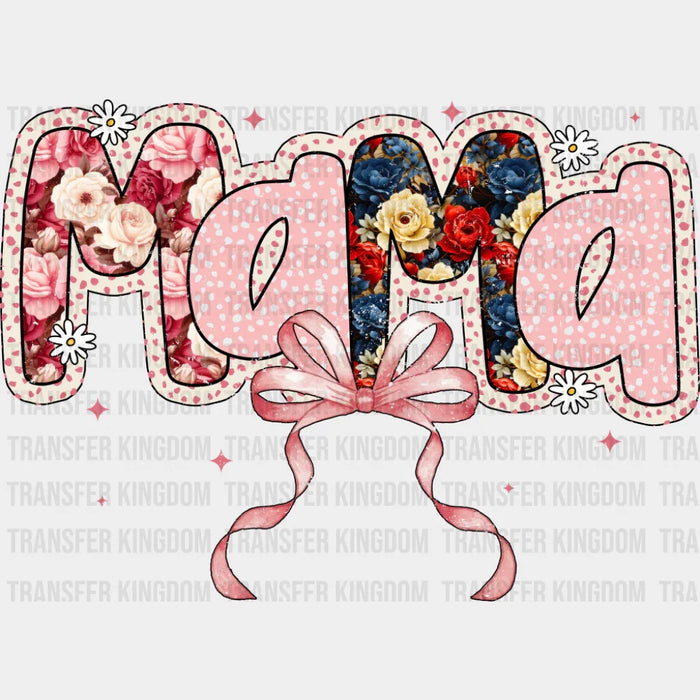 Mama Flowers Pink Ribbon Design - Mother's Day DTF Transfer