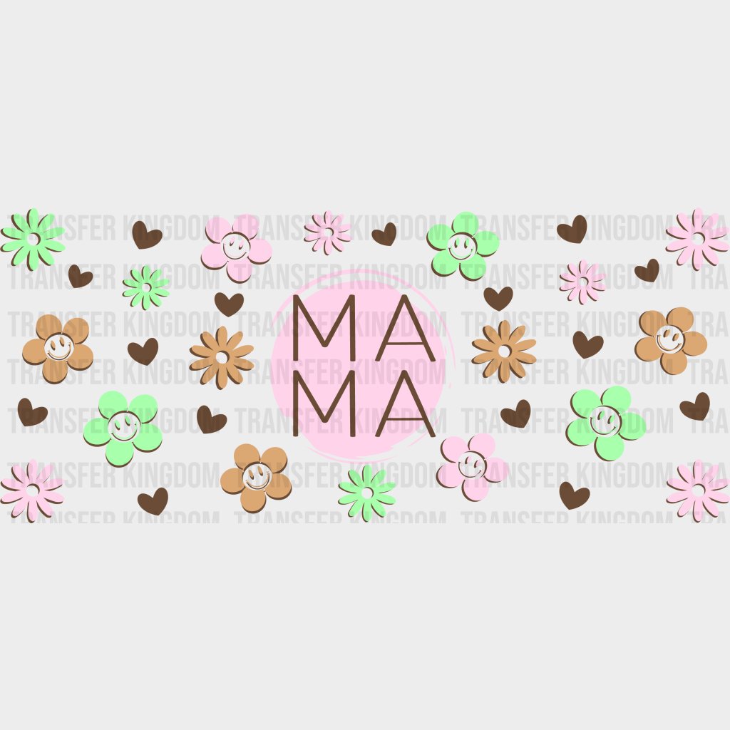 Mama Flowers Uv Dtf Transfer Cup Wrap Sticker