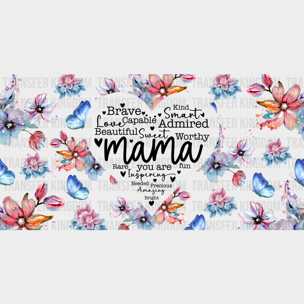 Mama Heart Colorful Design - Mom Cup Wrap Uv Sticker Permanent Dtf Decal