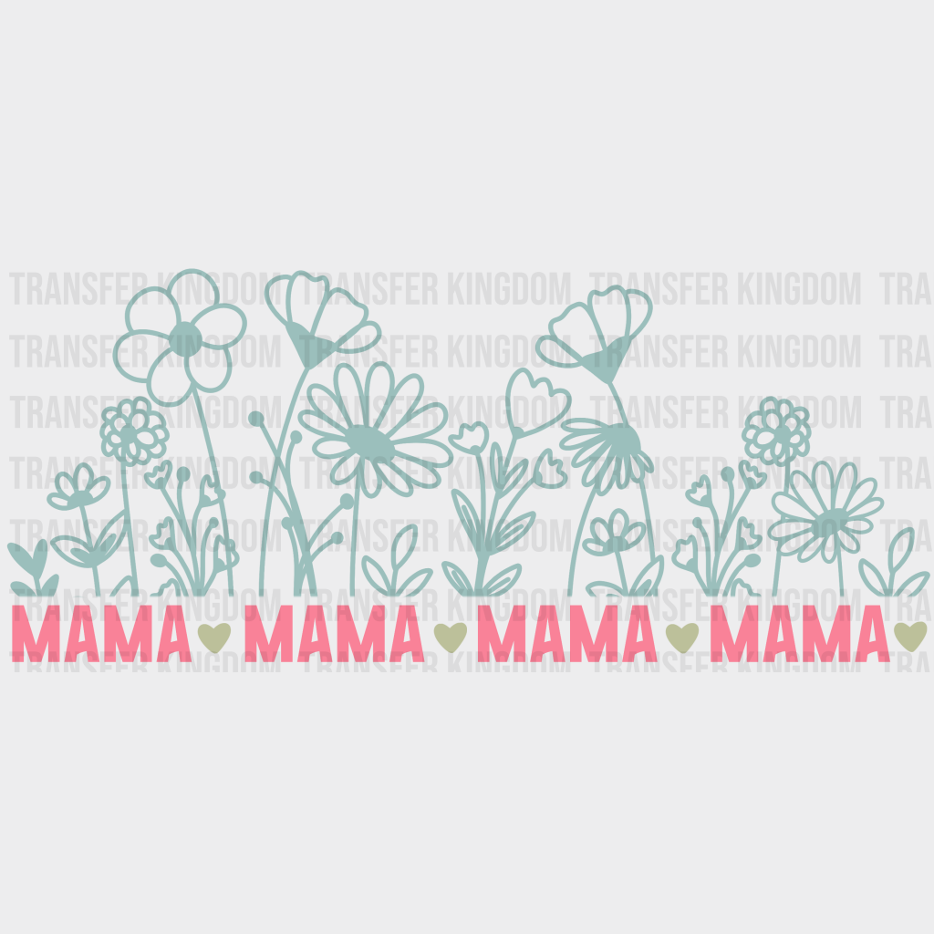 Mama Heart Flower Design - Mom Cup Wrap Uv Sticker Permanent Dtf Decal