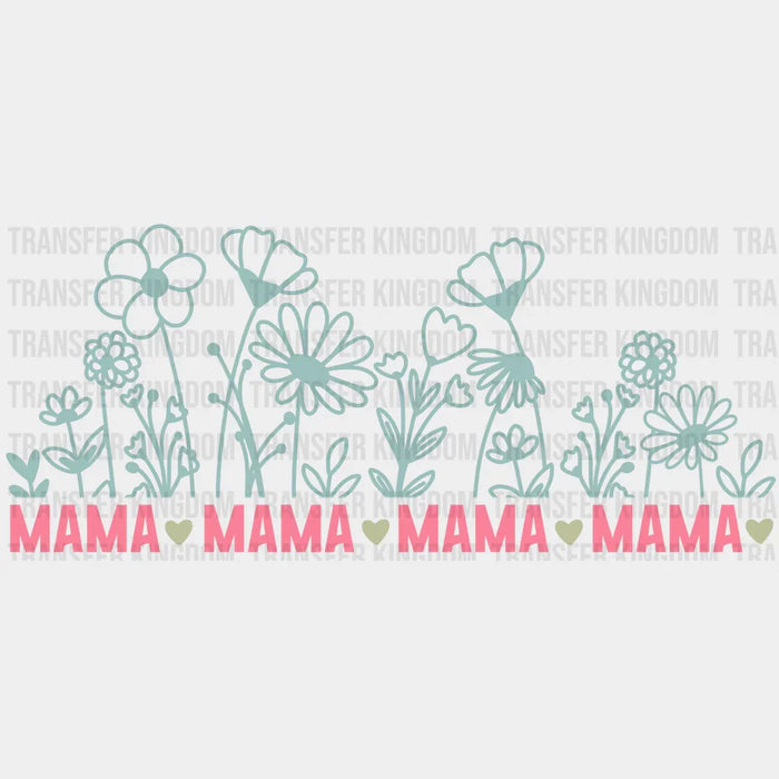 Mama Heart Flower Design - Mom Cup Wrap UV Sticker Permanent UV DTF Decal
