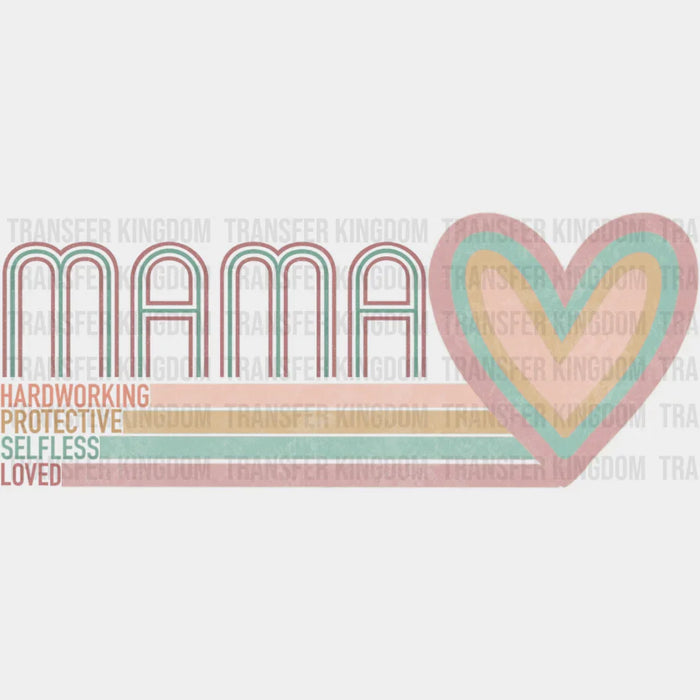 Mama Heart Stripes Design - Mothers Day - DTF Transfer