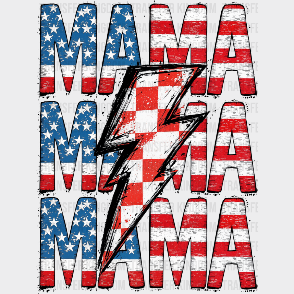 Mama Lightning Bolt - 4th Of July DTF Transfer Adult Unisex - S & M (10’’) / Dark Color Design (See Imaging)