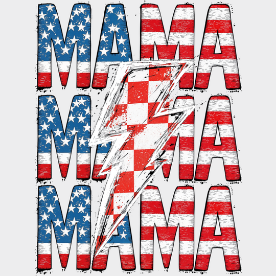 Mama Lightning Bolt - 4th Of July DTF Transfer Adult Unisex - S & M (10’’) / Light Color Design (See Imaging)