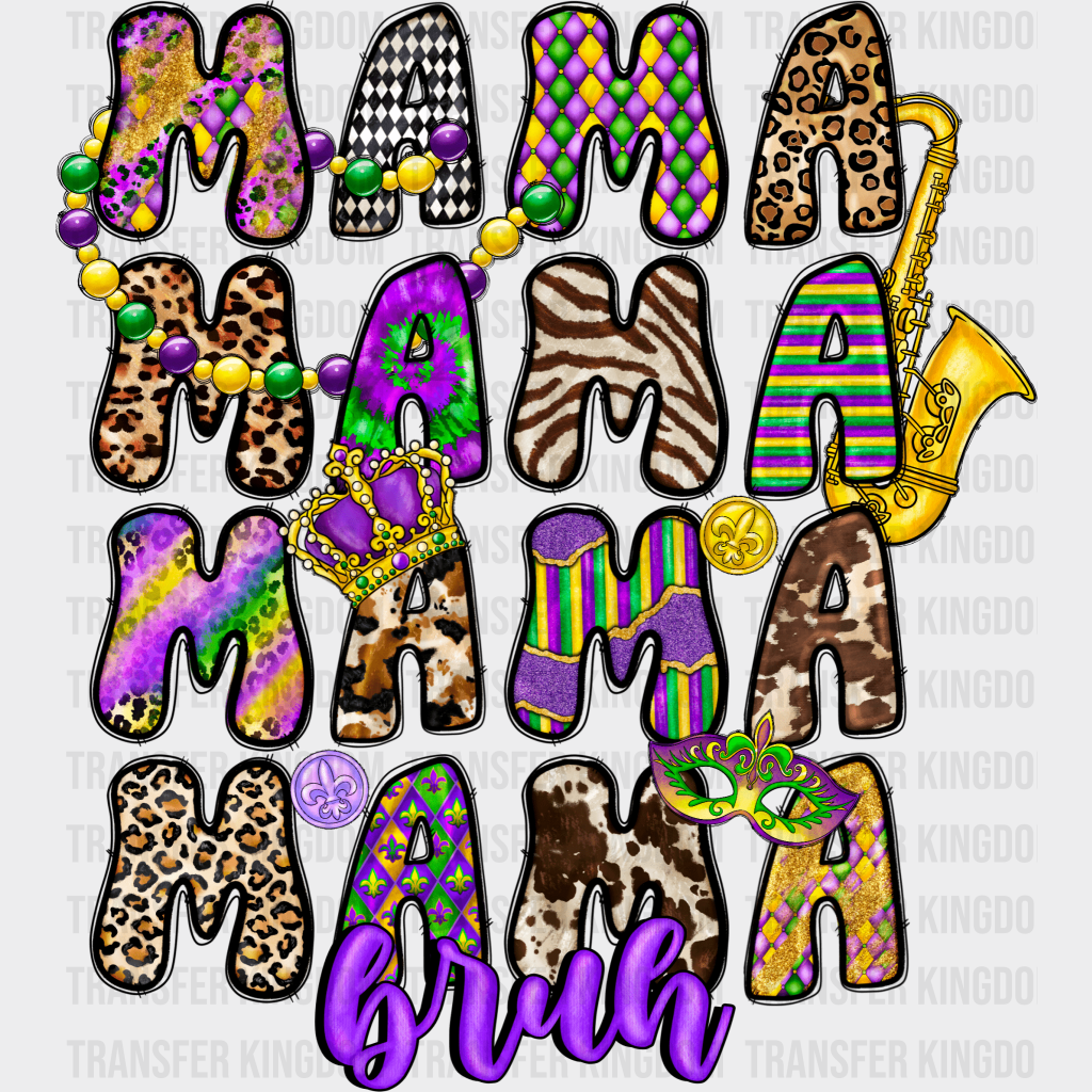 Mama Mardi Gras Design- Dtf Heat Transfer