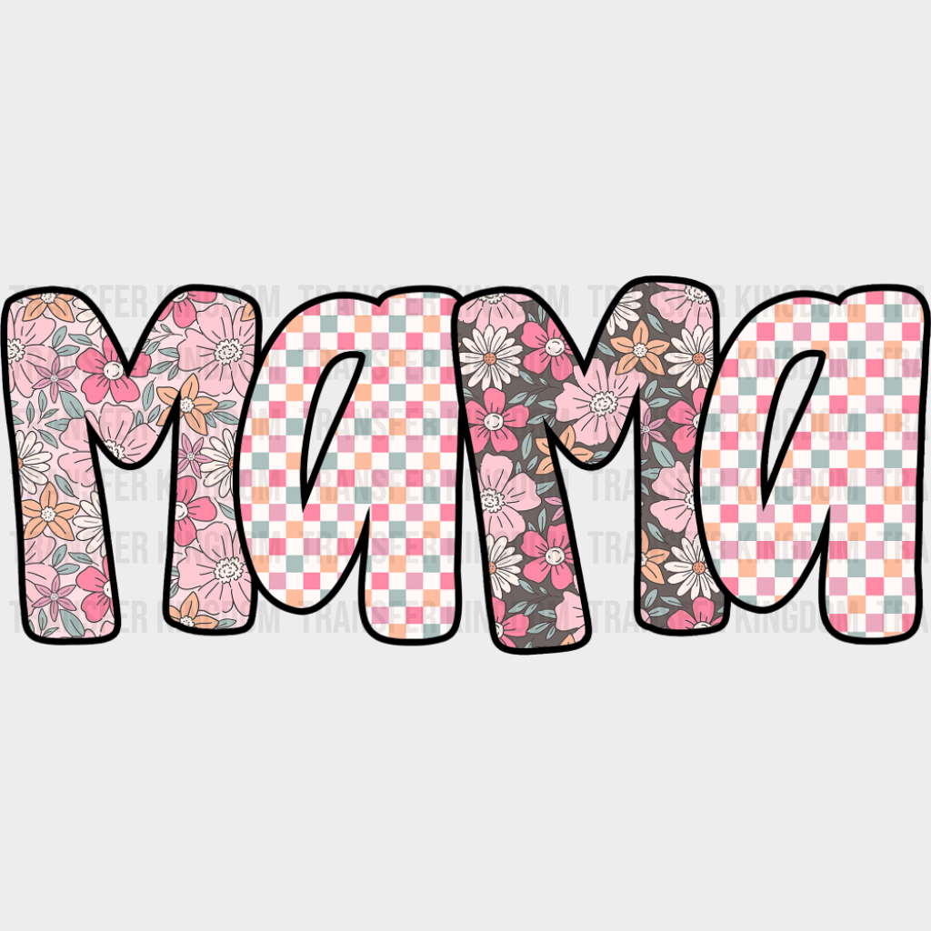 Mama Pink Checkered Design - Mother’s Day DTF Transfer Adult Unisex - S & M (10’’) / Dark Color Design (See Imaging)