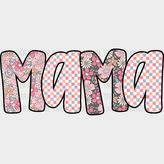 Mama Pink Checkered Design - Mother’s Day DTF Transfer Adult Unisex - S & M (10’’) / Dark Color Design (See Imaging)