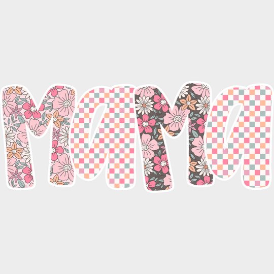 Mama Pink Checkered Design - Mother’s Day DTF Transfer Adult Unisex - S & M (10’’) / Light Color Design (See Imaging)