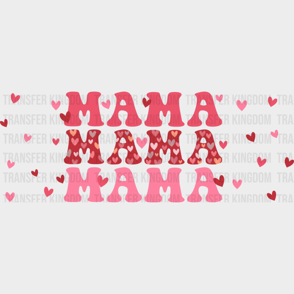 Mama Pink Hearts - Mom Cup Wrap UV Sticker Permanent UV DTF Decal UVDTF