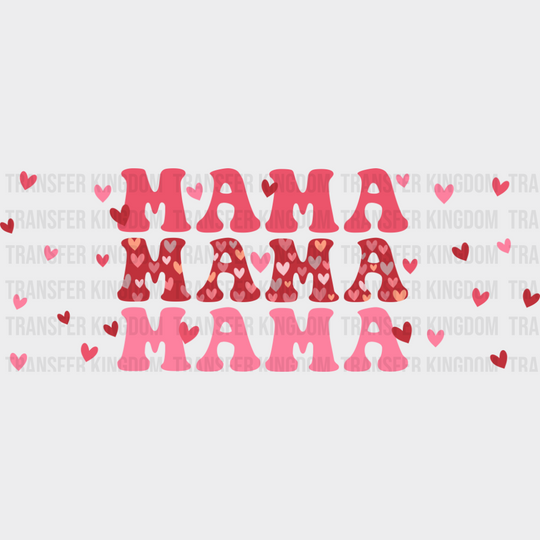 Mama Pink Hearts - Mom Cup Wrap UV Sticker Permanent UV DTF Decal UVDTF