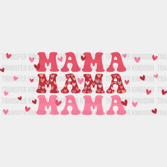 Mama Pink Hearts - Mom Cup Wrap UV Sticker Permanent UV DTF Decal