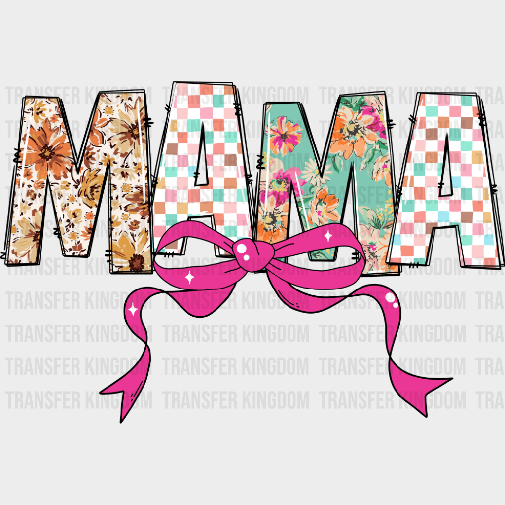 Mama Pink Ribbon With Flowers - Mother’s Day DTF Transfer