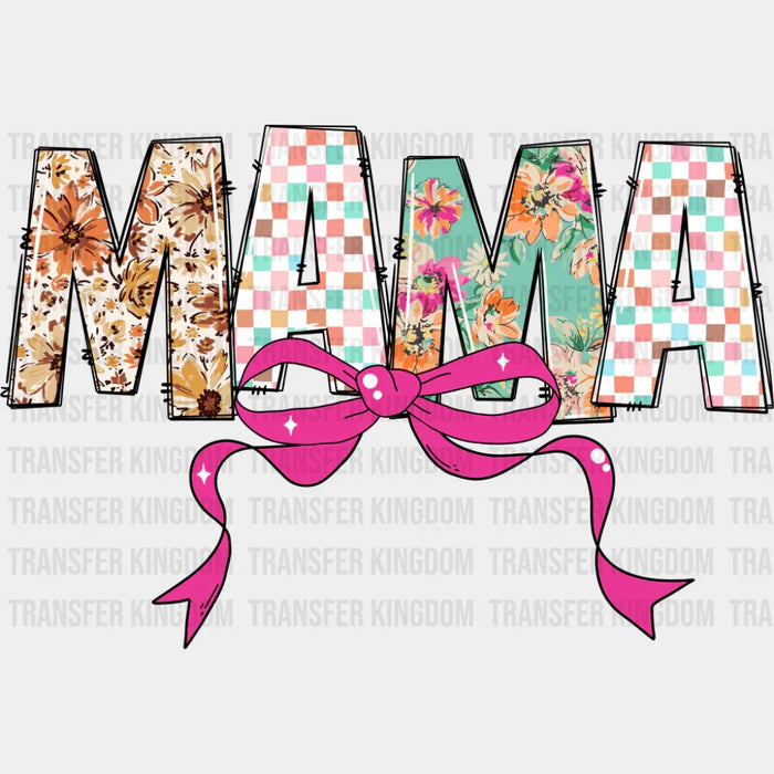 Mama Pink Ribbon With Flowers - Mother's Day DTF Transfer