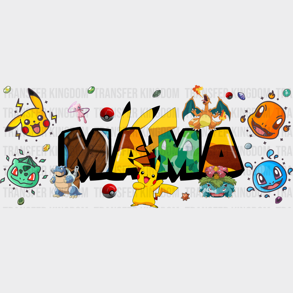 Mama Pokémon - Mom Cup Wrap Uv Sticker Permanent Dtf Decal