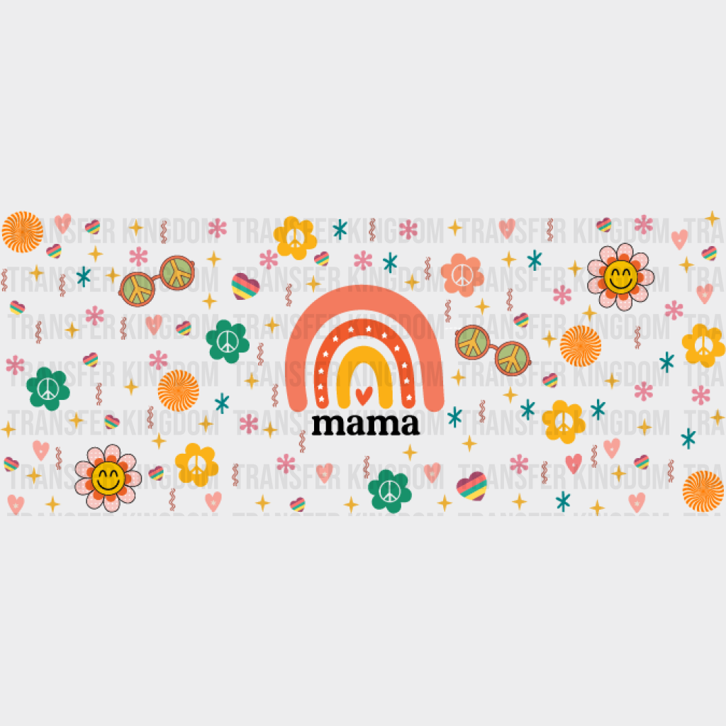 Mama Rainbow Smiling Daisies - Mom Cup Wrap Uv Sticker Permanent Dtf Decal