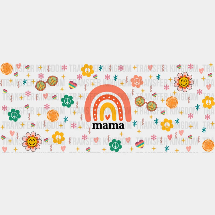 Mama Rainbow Smiling Daisies - Mom Cup Wrap UV Sticker Permanent UV DTF Decal