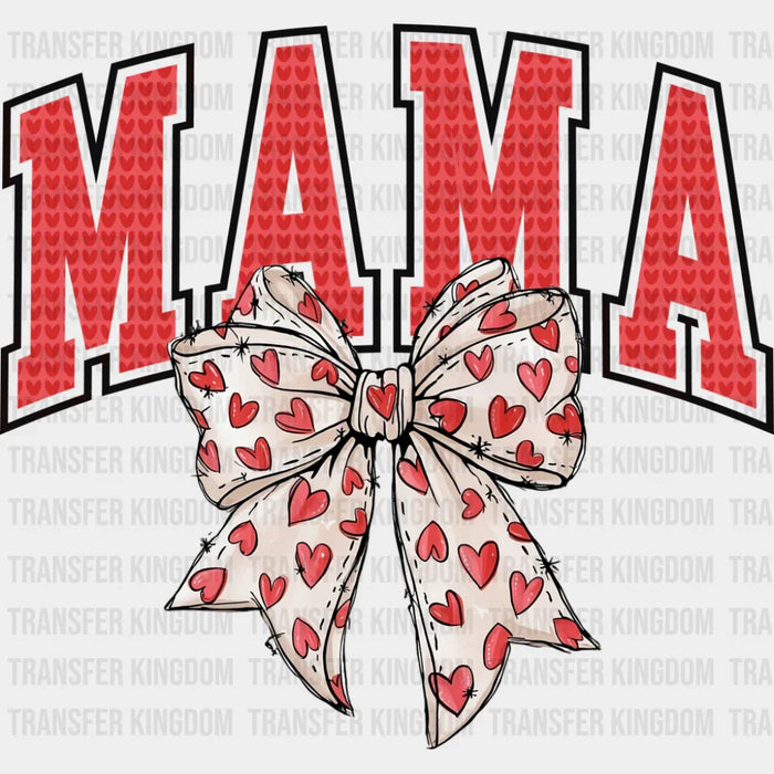 Mama Red And White Heart Bowtie - Mother's Day DTF Transfer