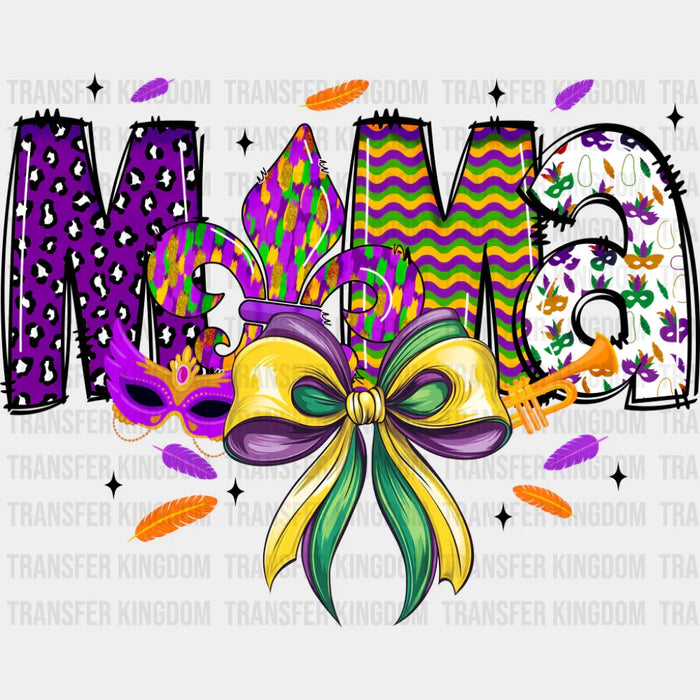 Mama Ribbon & Mask - Mardi Gras DTF Transfer