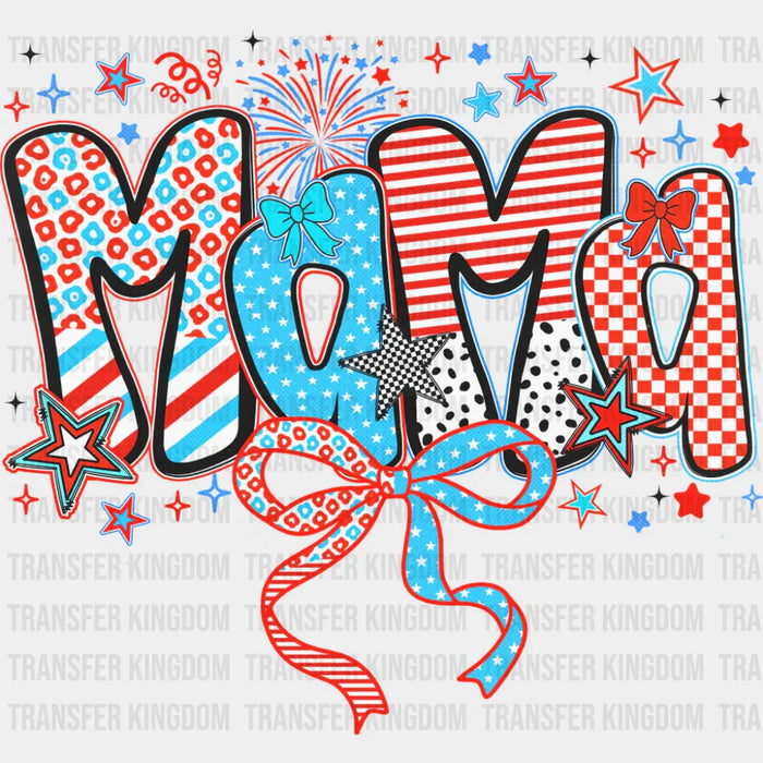 Mama Ribbons, Stars And Fireworks - 4th Of July DTF Transfer