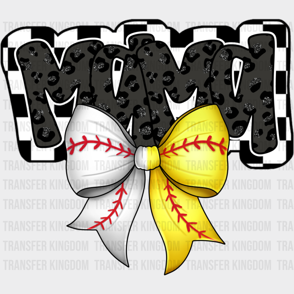 Mama White And Yellow Ribbon Design - Baseball DTF Transfer Unisex - S & M (10’’) Dark Color Design (See Imaging)