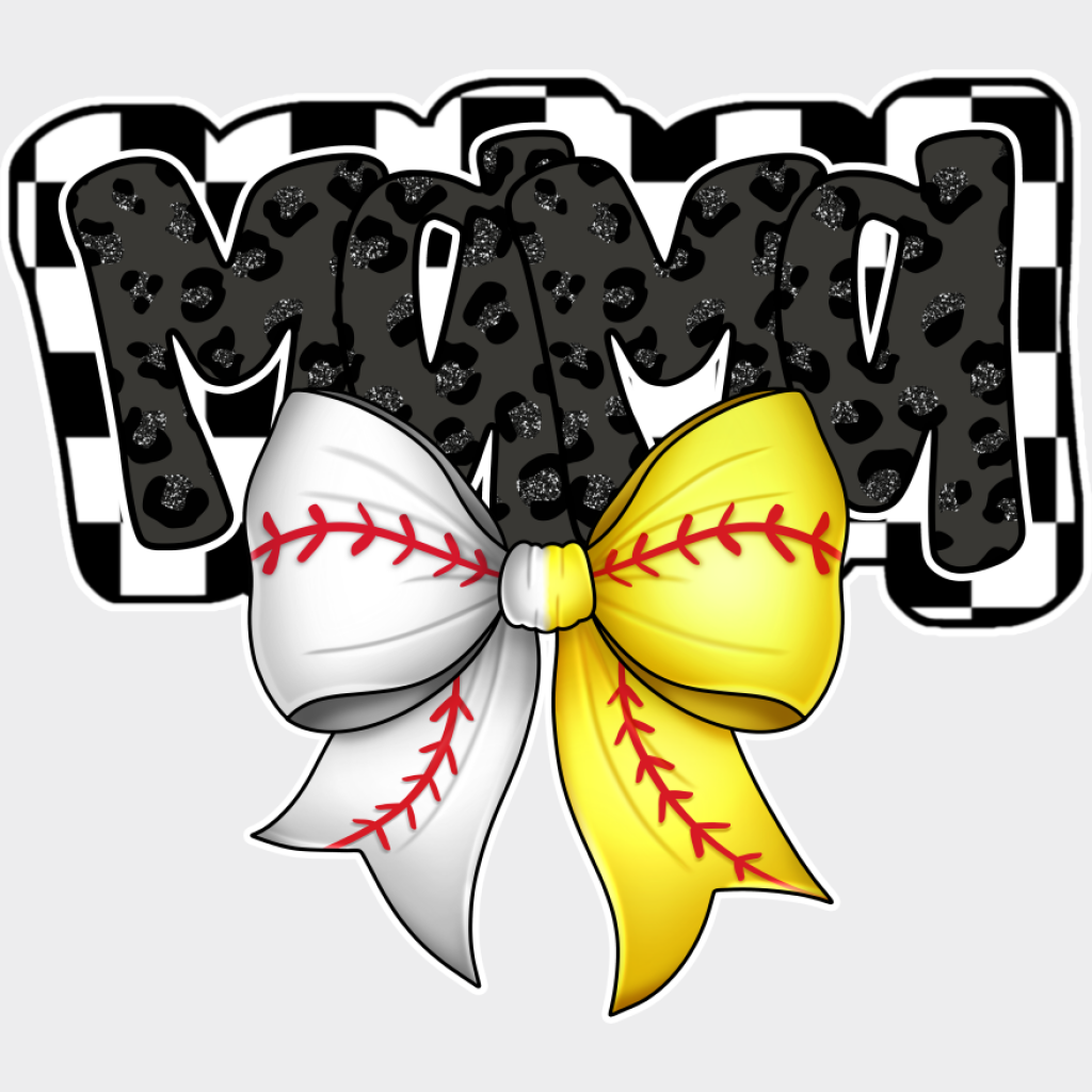 Mama White And Yellow Ribbon Design - Baseball DTF Transfer Unisex - S & M (10’’) Light Color Design (See Imaging)