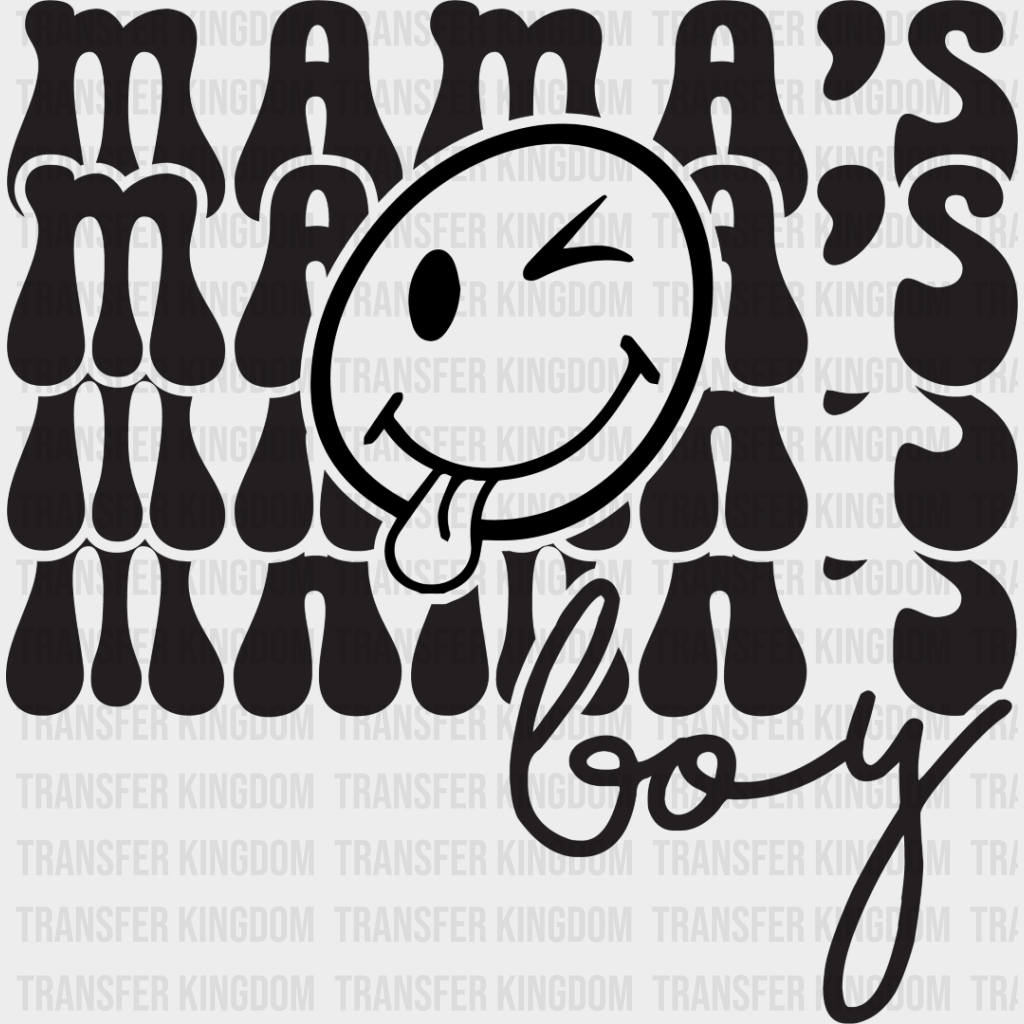 Mama’s Boy Smiley - Kids Dtf Heat Transfer Unisex S & M (10’’) / Dark Color Design See Imaging