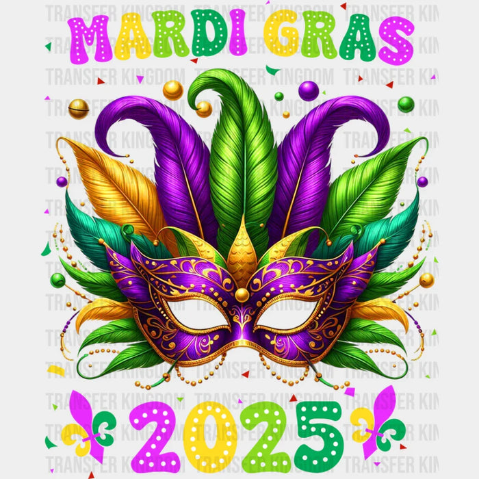 Mardi Gras 2025 Mask - Mardi Gras DTF Transfer