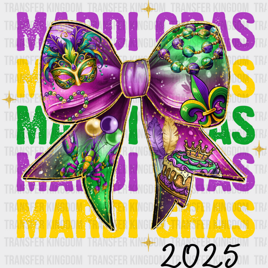 Mardi Gras 2025 Ribbon - Mardi Gras DTF Transfer Adult Unisex - S & M (10’’) / Dark Color Design (See Imaging)