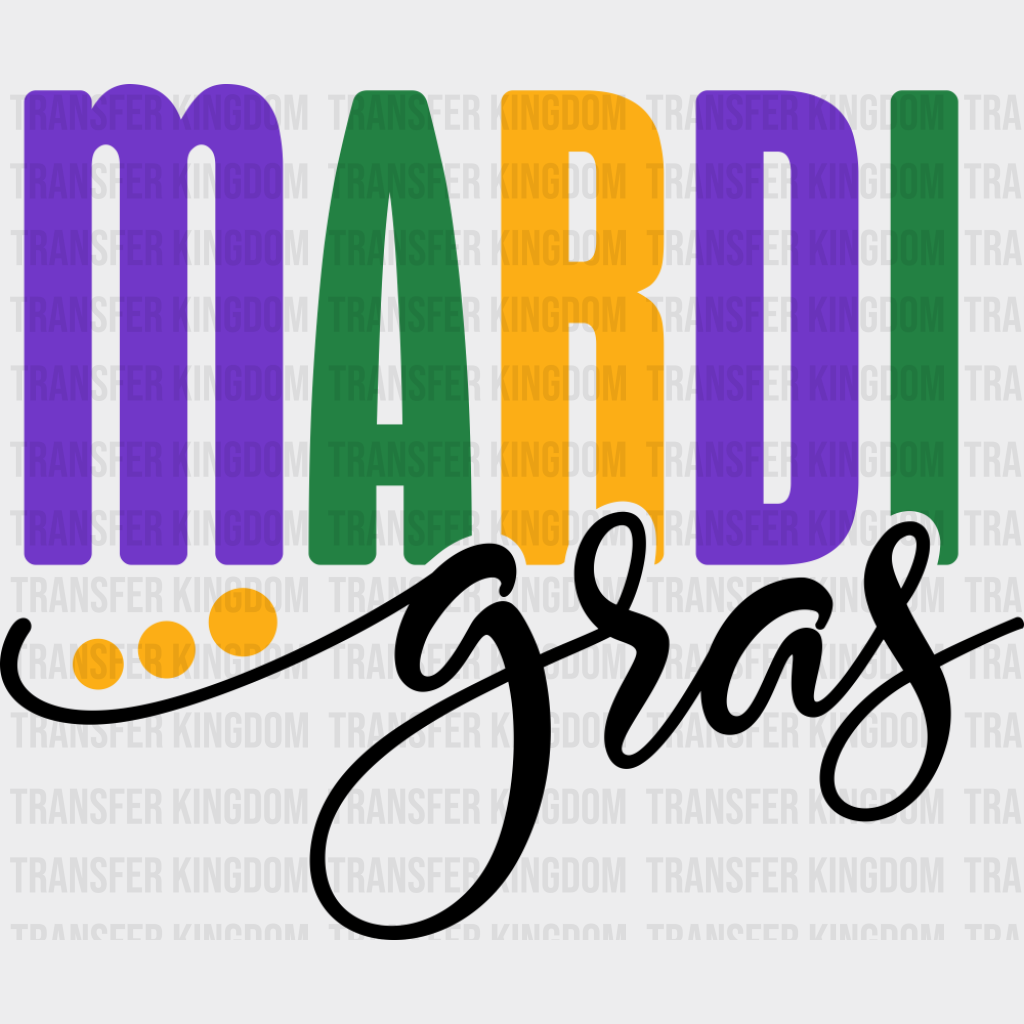 Mardi Gras B&W - Mardi Gras DTF Transfer Adult Unisex - S & M (10’’) / Dark Color Design (See Imaging)