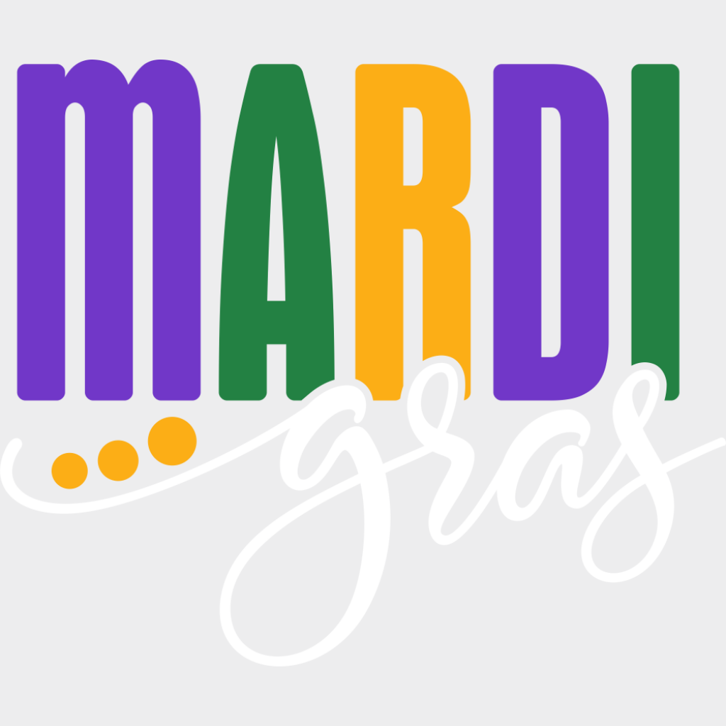 Mardi Gras B&W - Mardi Gras DTF Transfer Adult Unisex - S & M (10’’) / Light Color Design (See Imaging)