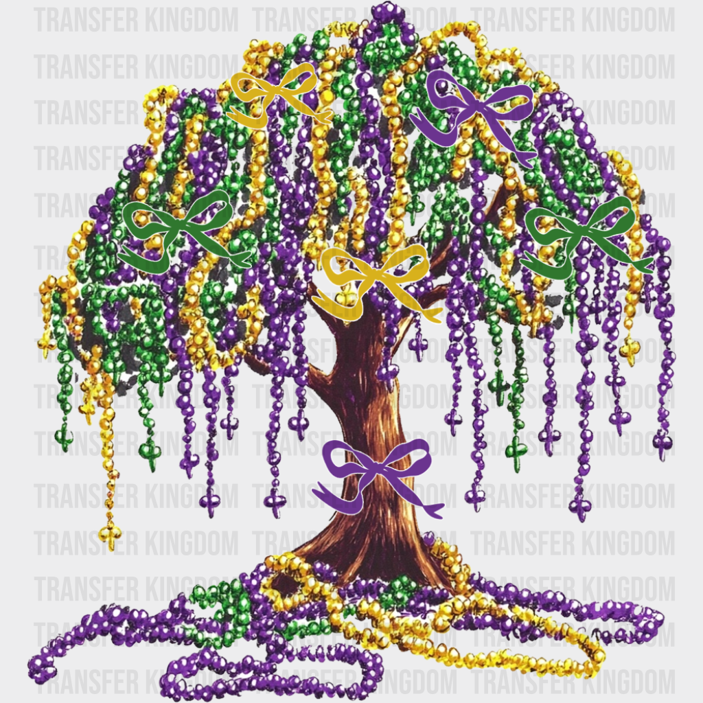 Mardi Gras Beads On Tree - Mardi Gras DTF Transfer
