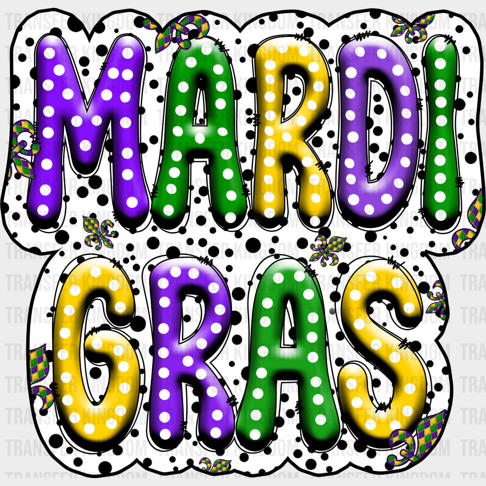 Mardi Gras Black Dotted Design - Mardi Gras DTF Transfers