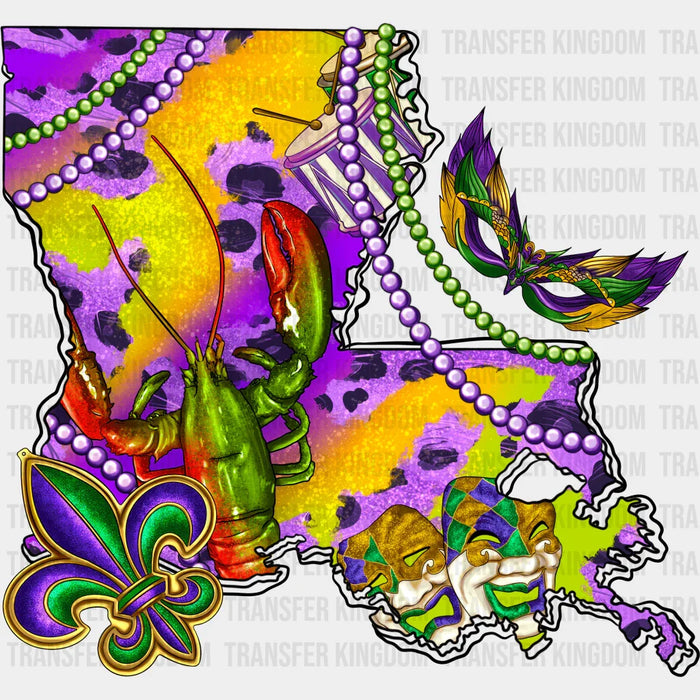 Mardi Gras Mask Fleur-de-lis Design - Mardi Gras DTF heat transfer
