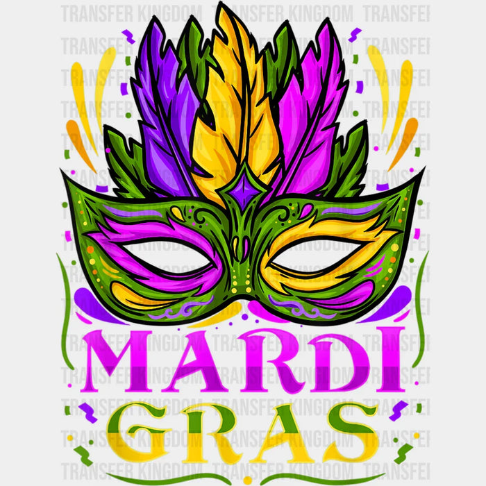 Mardi Gras Green Mask Design - Mardi Gras DTF heat transfer