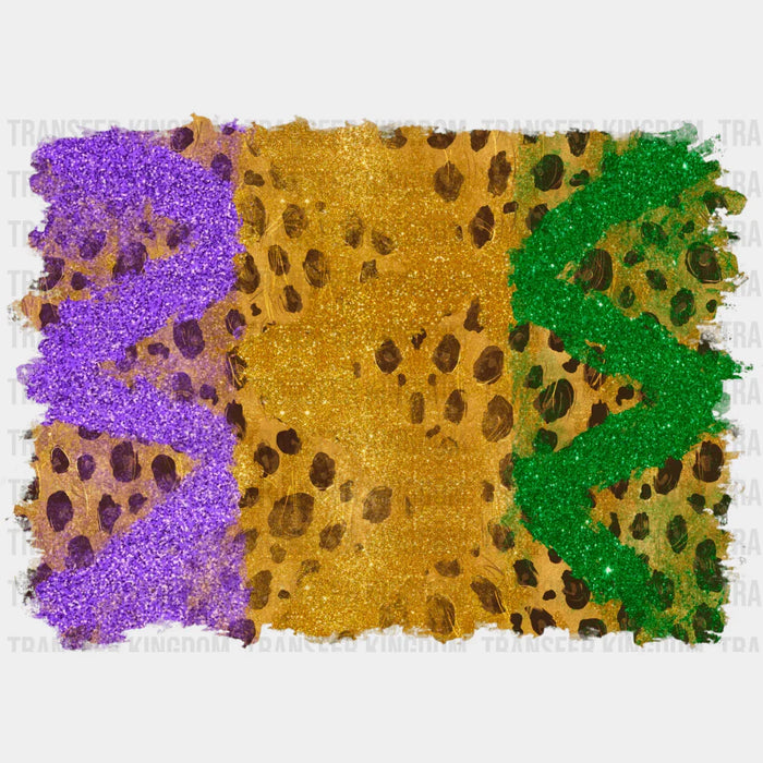 Leopard Print Purple Green Design - Mardi Gras DTF heat transfer