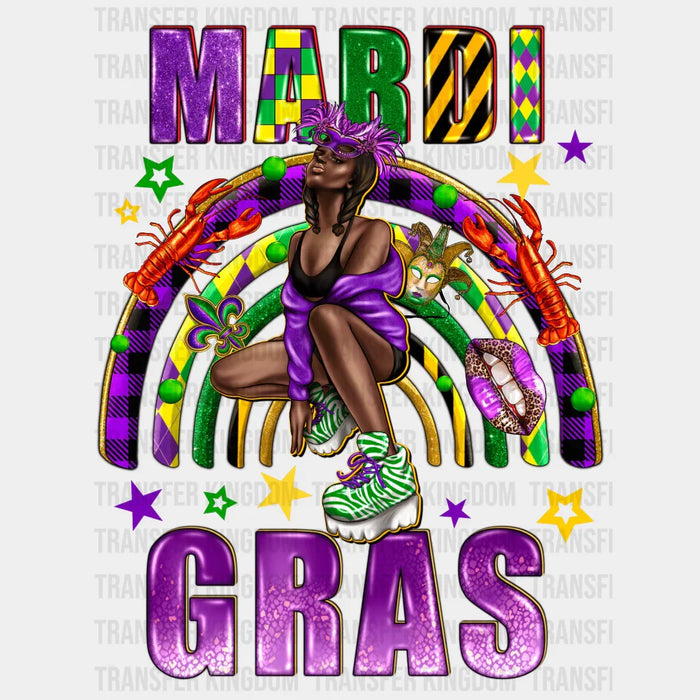 Mardi Gras Girl Design - Mardi Gras DTF heat transfer