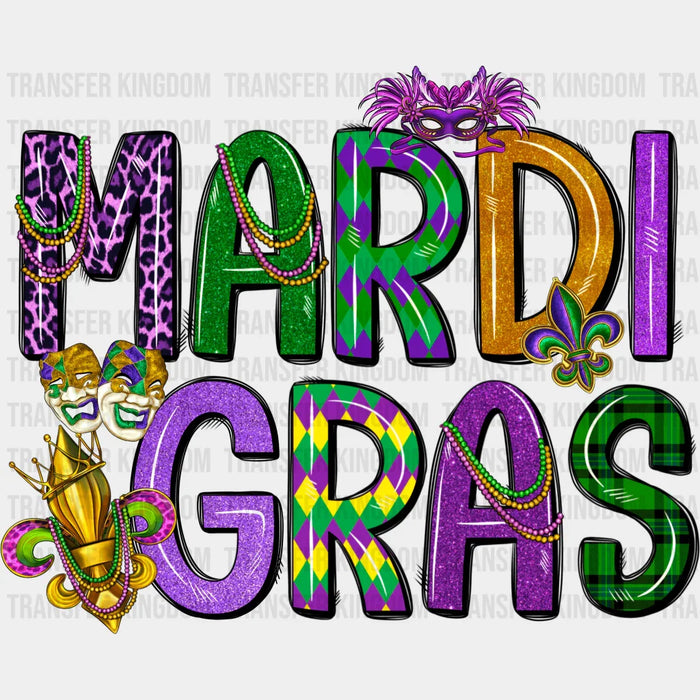 Mardi Gras Mask Fleur-de-lis Colorful Design - Mardi Gras DTF heat transfer
