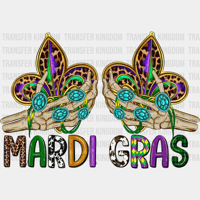 Mardi Gras Skeleton Fleur-de-lis Design - Mardi Gras DTF heat transfer